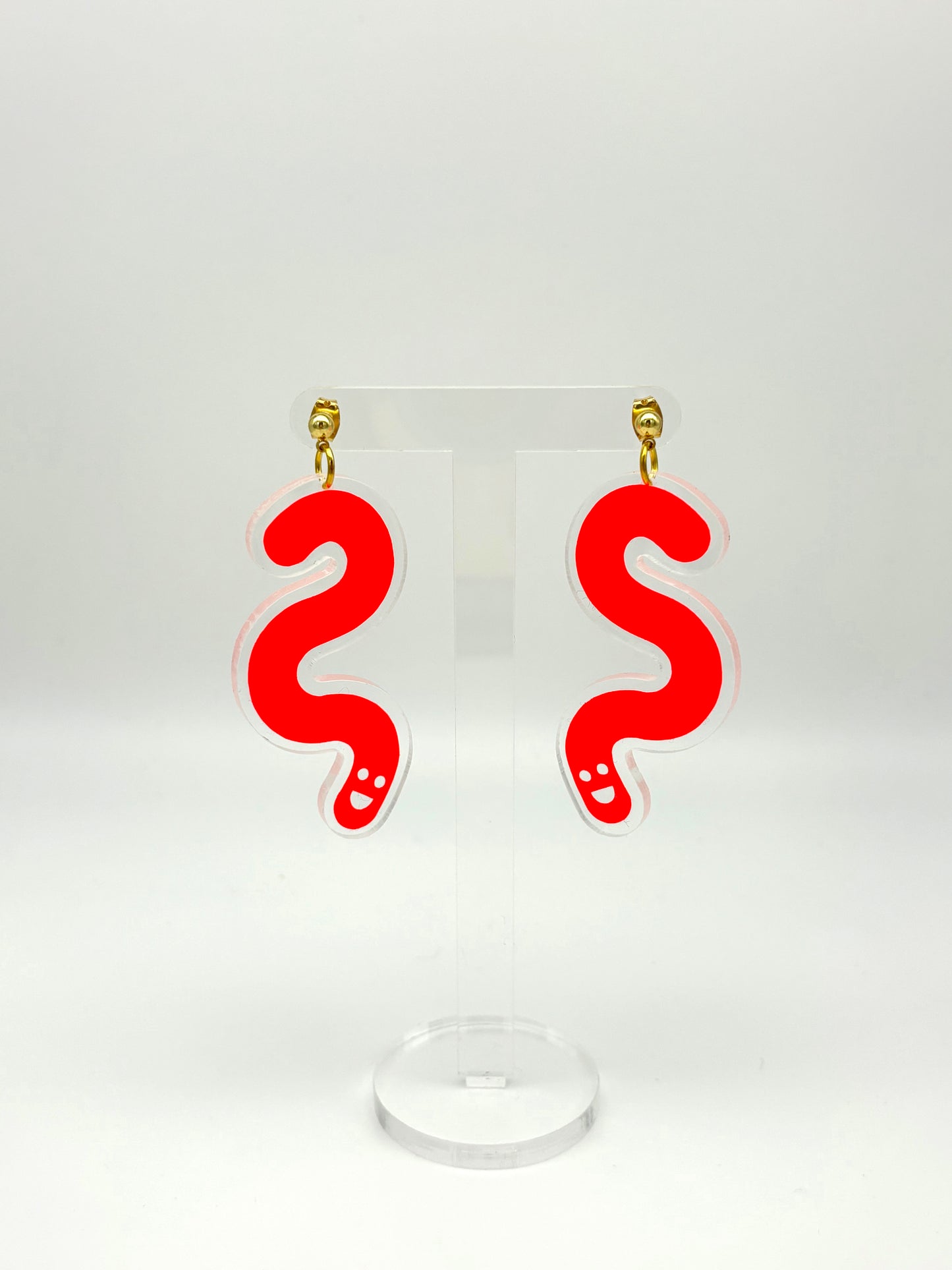 Acrylic & Vinyl Worm Earrings - Orange image 4