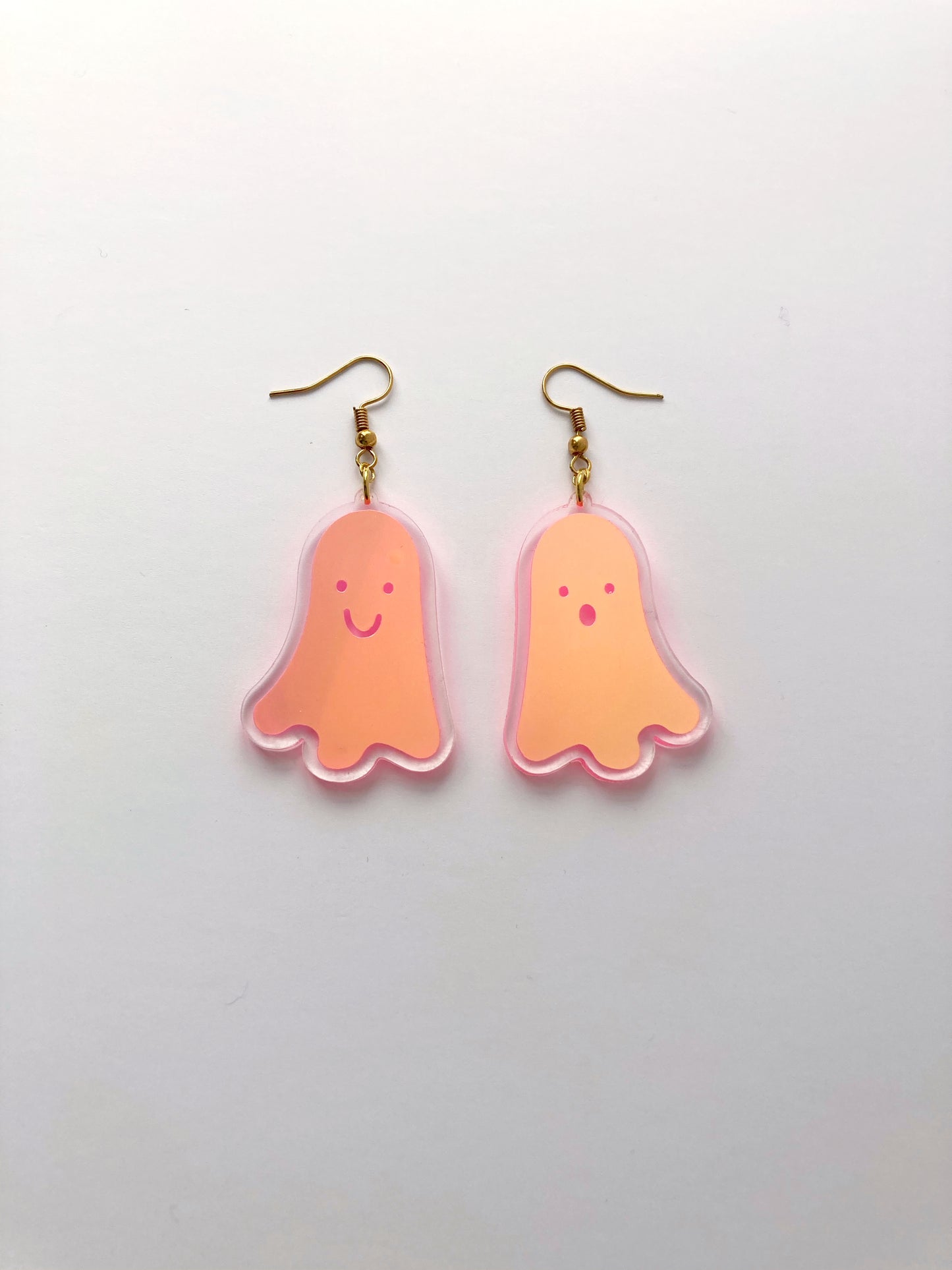 Holographic Ghost Earrings - Fluorescent Peachy Opal image 5