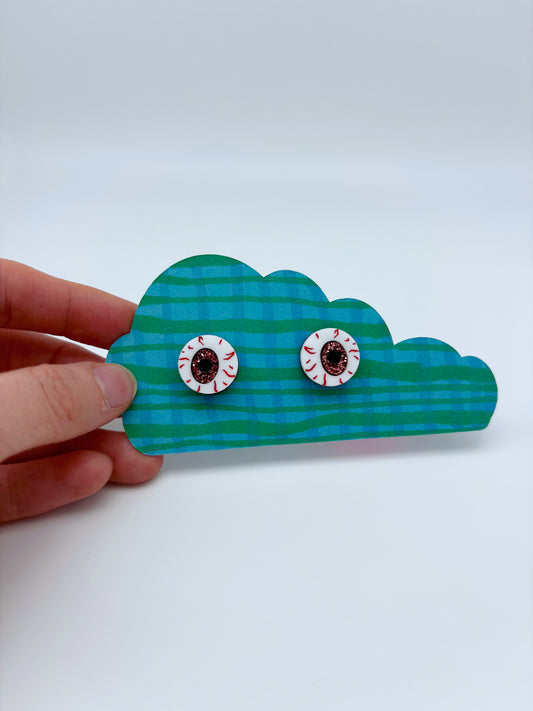 Eyeball Studs - Baby Pink Glitter image 1