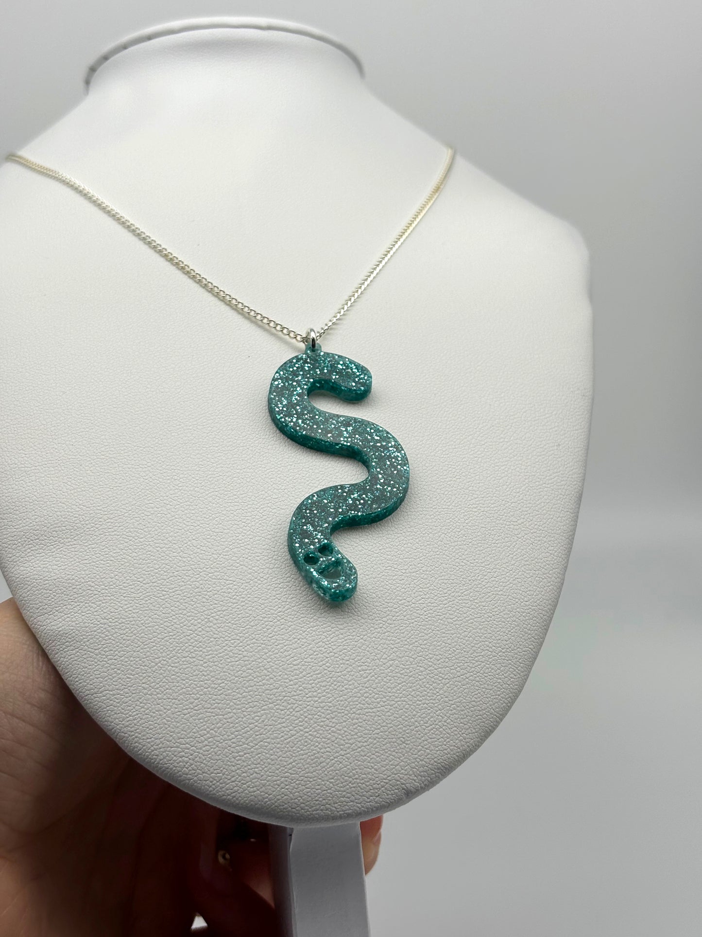 Wormie Necklace - Teal Glitter image 3