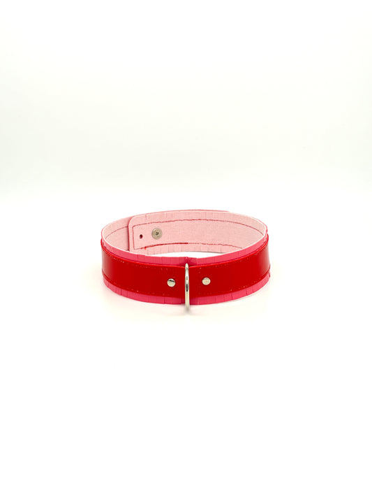 Fringed PVC choker -Pink & Red image 1