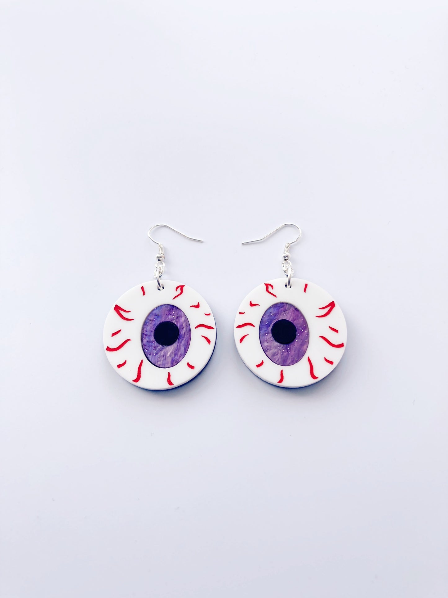 Medium Eyeball Earrings - Galaxy Glitter Marble image 1