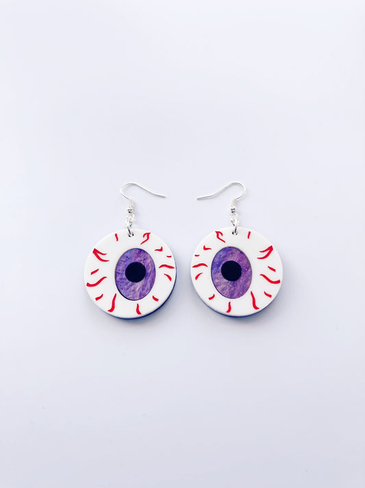 Medium Eyeball Earrings - Galaxy Glitter Marble image 1