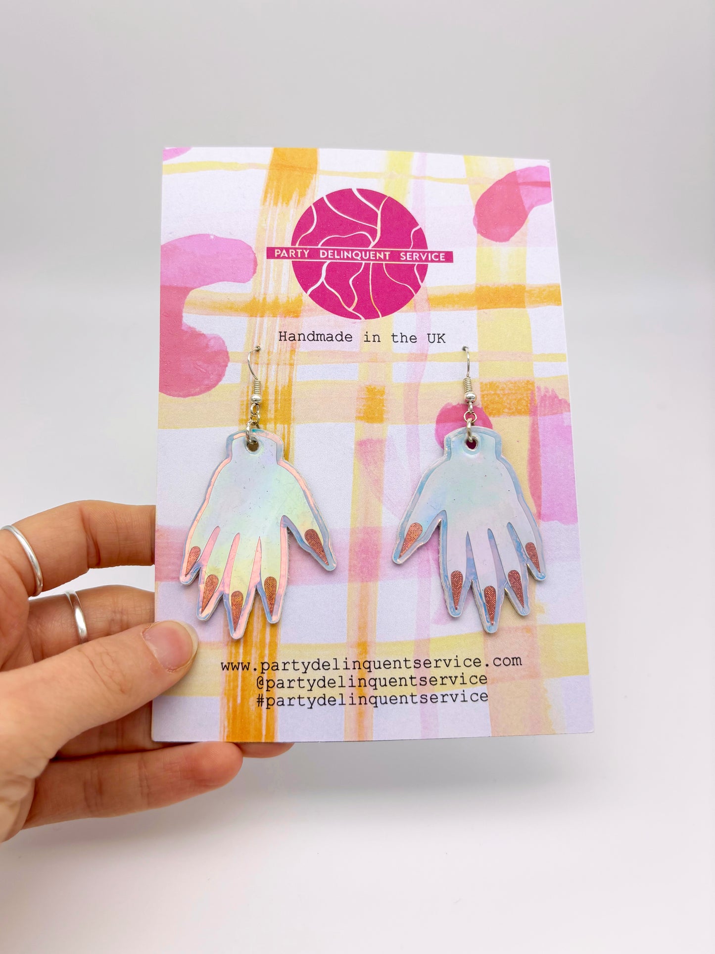 Sparkly Hand Earrings - Silver Holo Gen 2 image 5