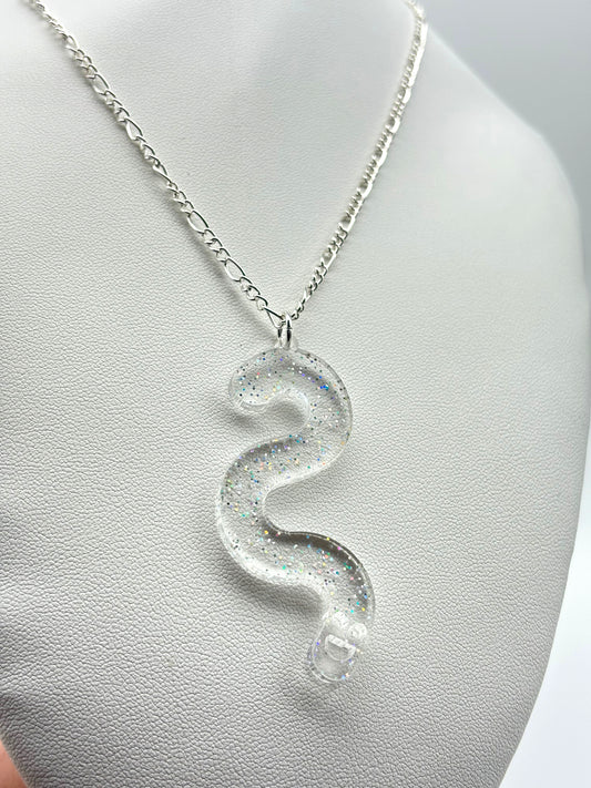 Wormie Necklace - Clear Holo Glitter image 1
