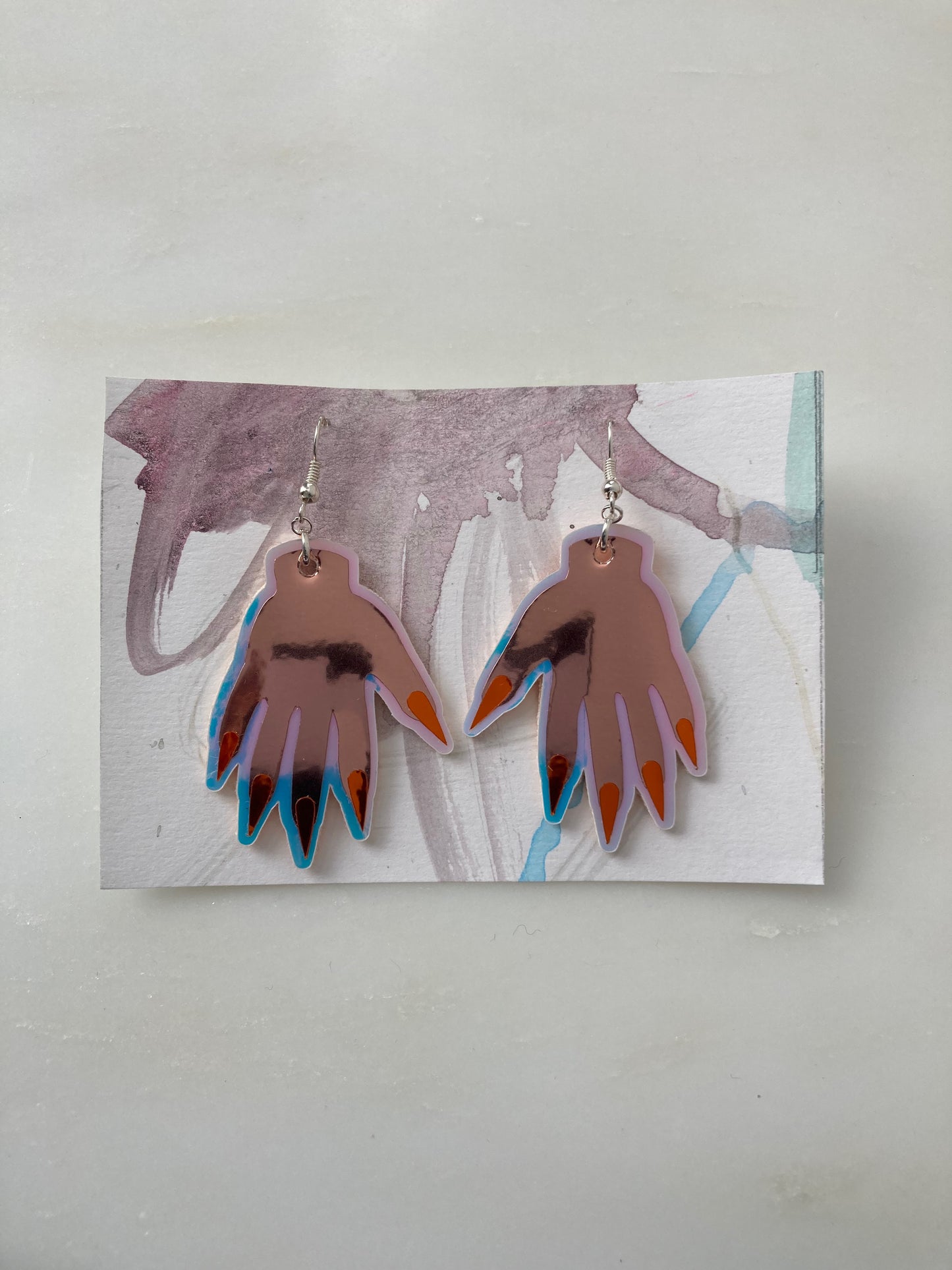 Sparkly Hand Earrings - Rose Gold image 8