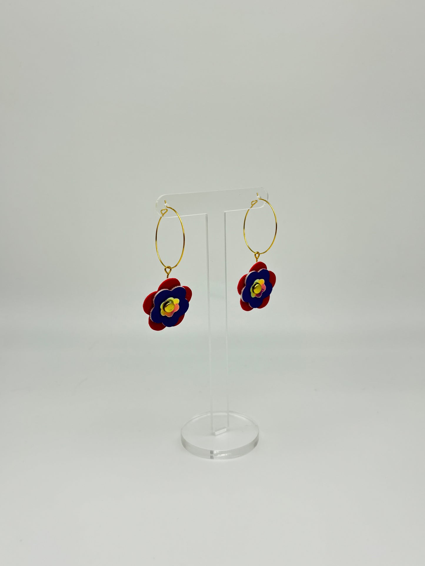 Mini Punk Flower Earrings - Red & Purple image 4
