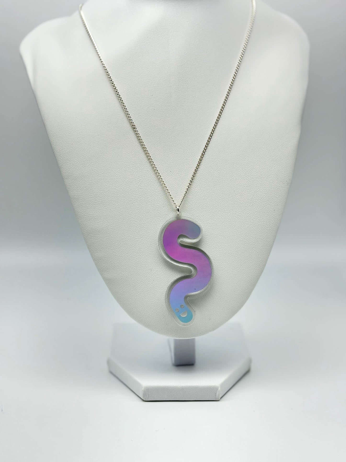 Wormie Necklace - Holographic Silver Vinyl image 7