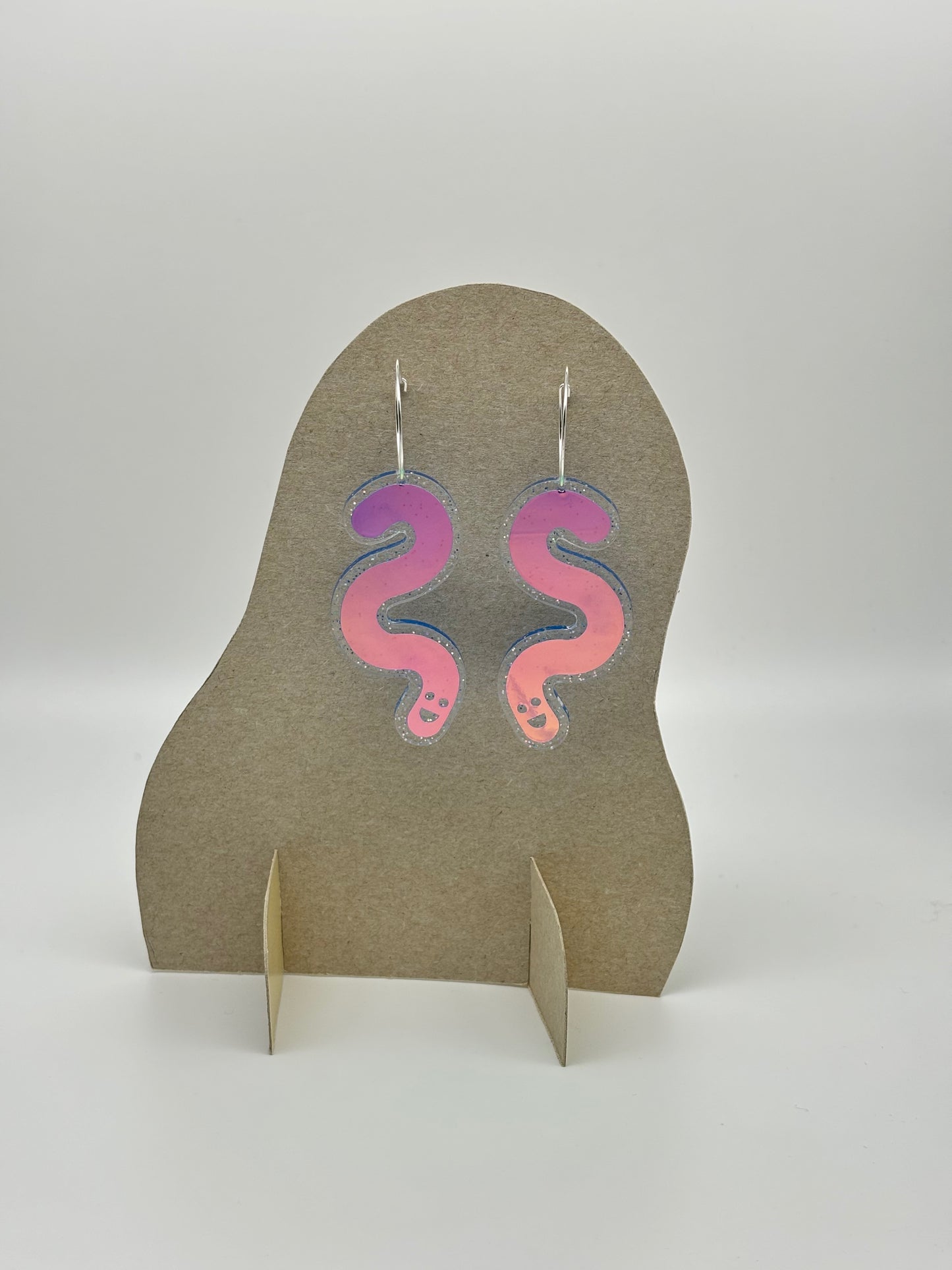 Glitter & Vinyl Worm Hoop Earrings - Twilight Aurora image 3