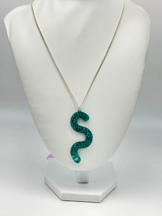 Wormie Necklace - Teal Glitter image 1