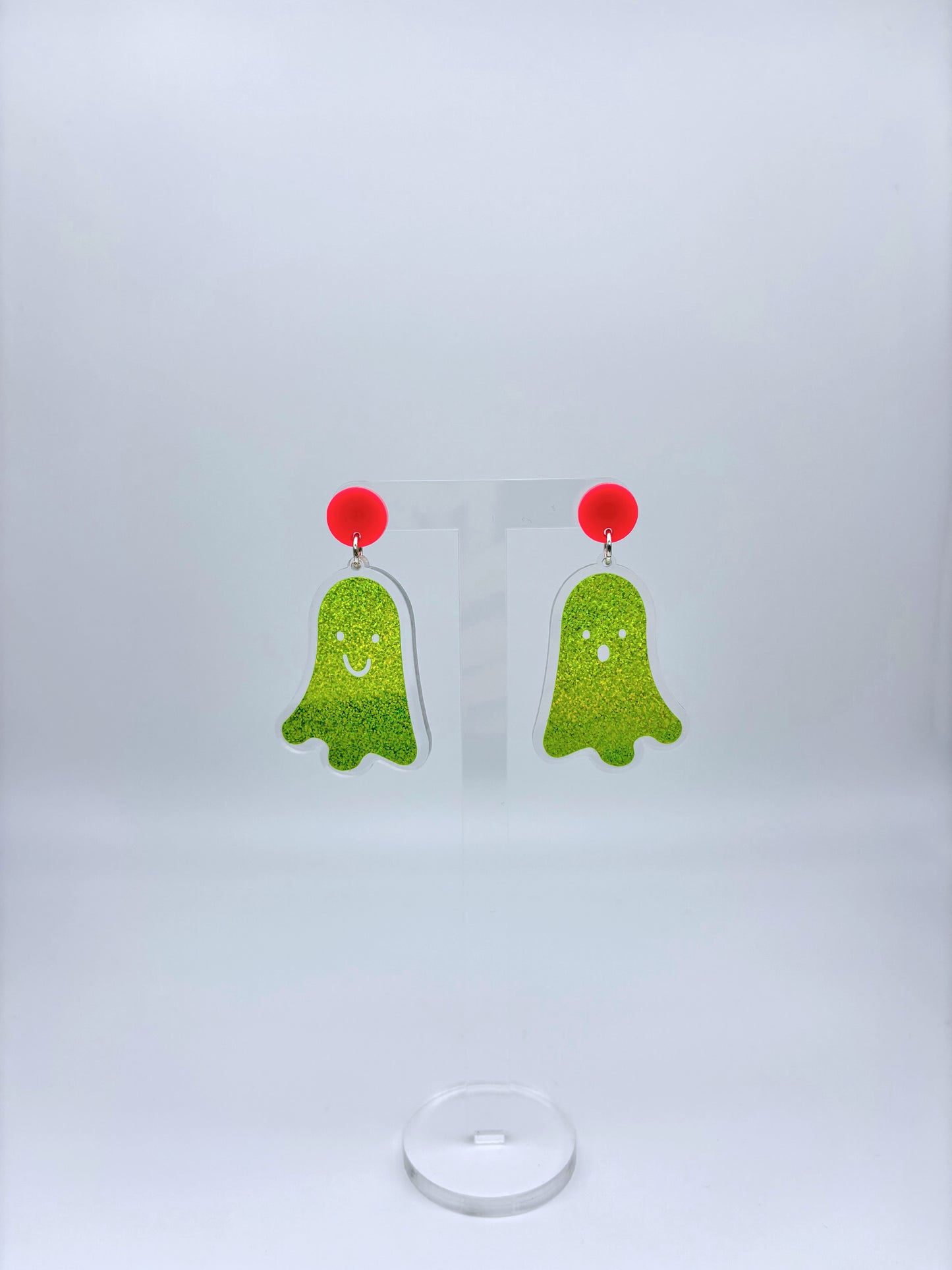 Holographic Ghost Earrings - Lime Green Shimmer image 4
