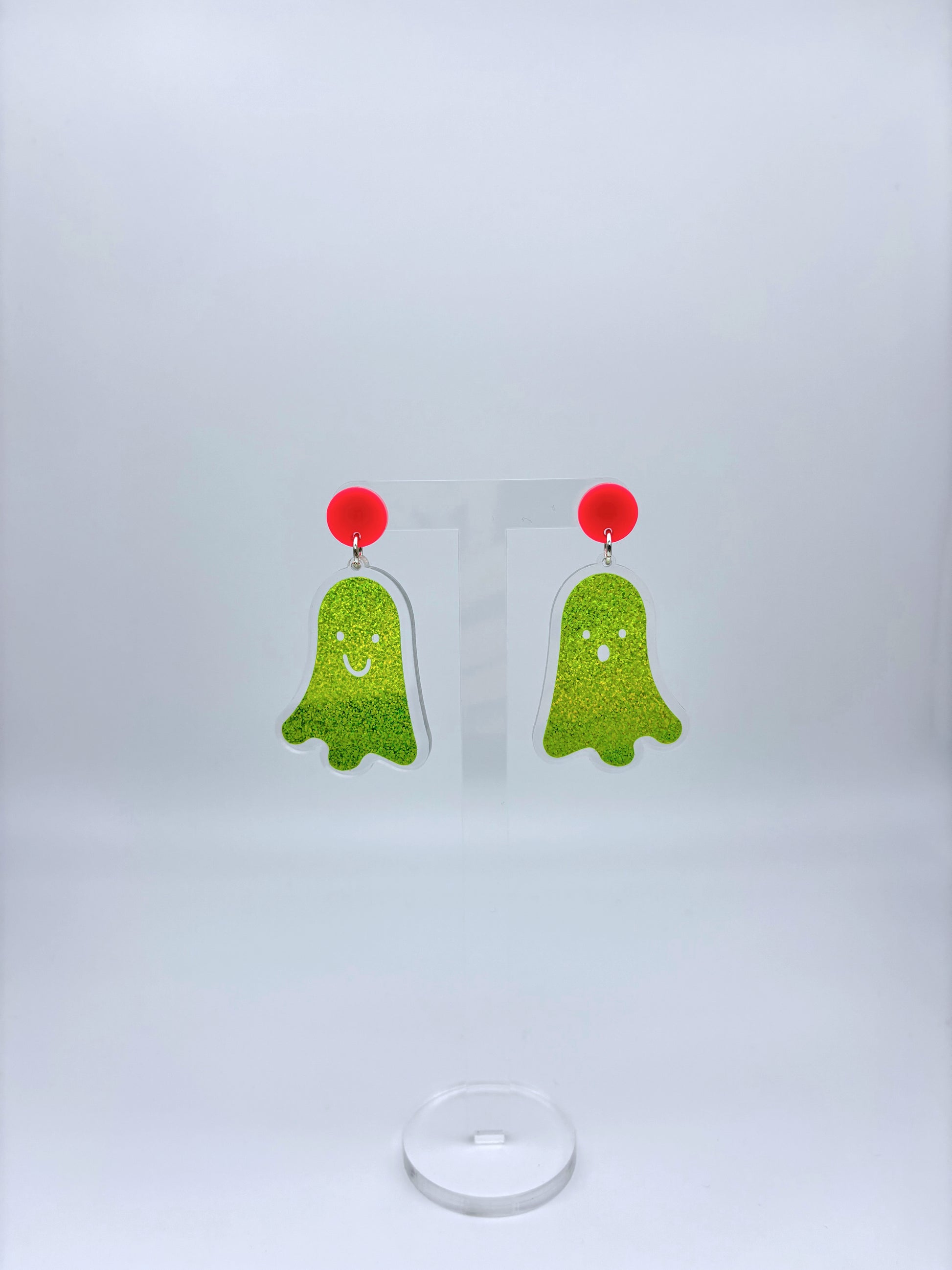 Holographic Ghost Earrings - Lime Green Shimmer image 4