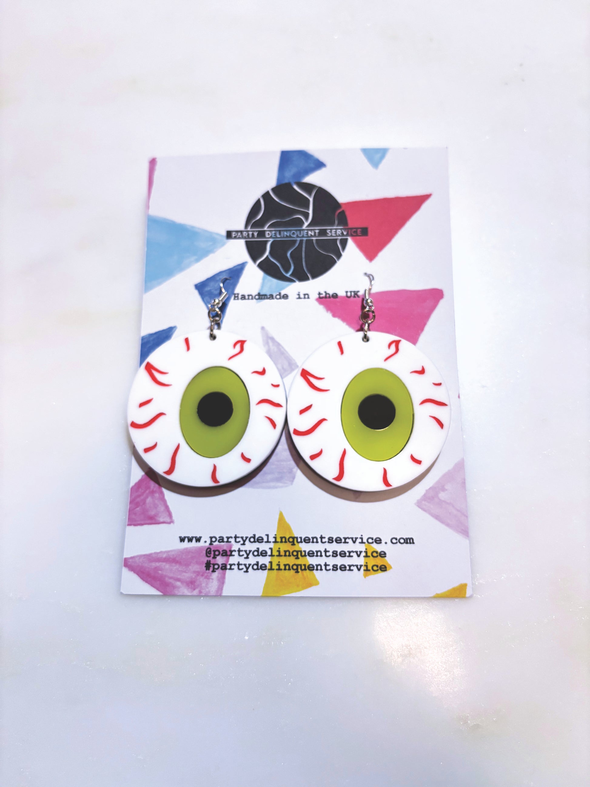 *Sample* Large Eyeball Earrings - Yellowy Green image 3