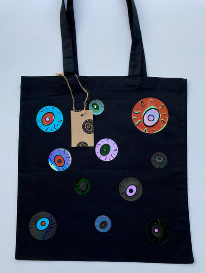 Rainbow Eyeballs Black Tote Bag image 2