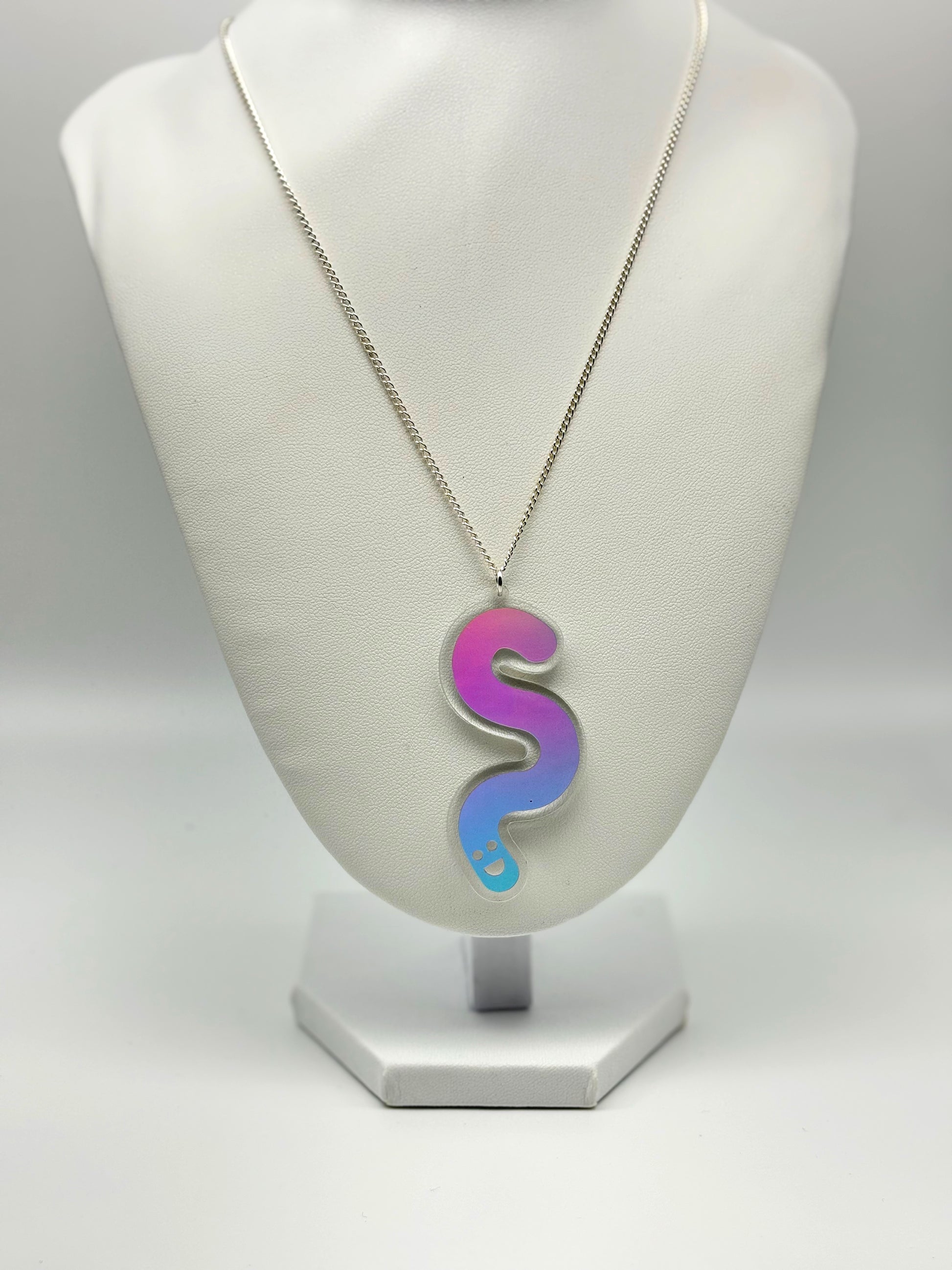 Wormie Necklace - Holographic Silver Vinyl image 2