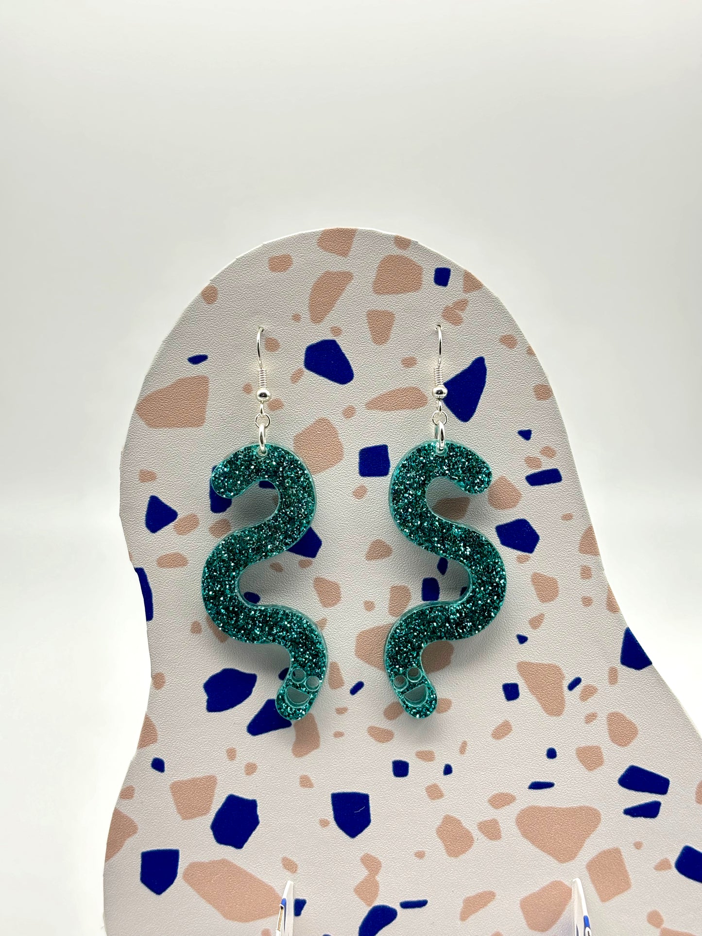 Glitter Worm Simple Dangles - Teal image 5