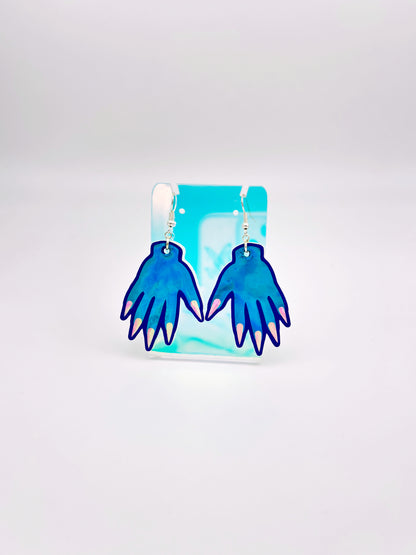 Sparkly Hand Earrings - Ocean Teal Holographic image 2