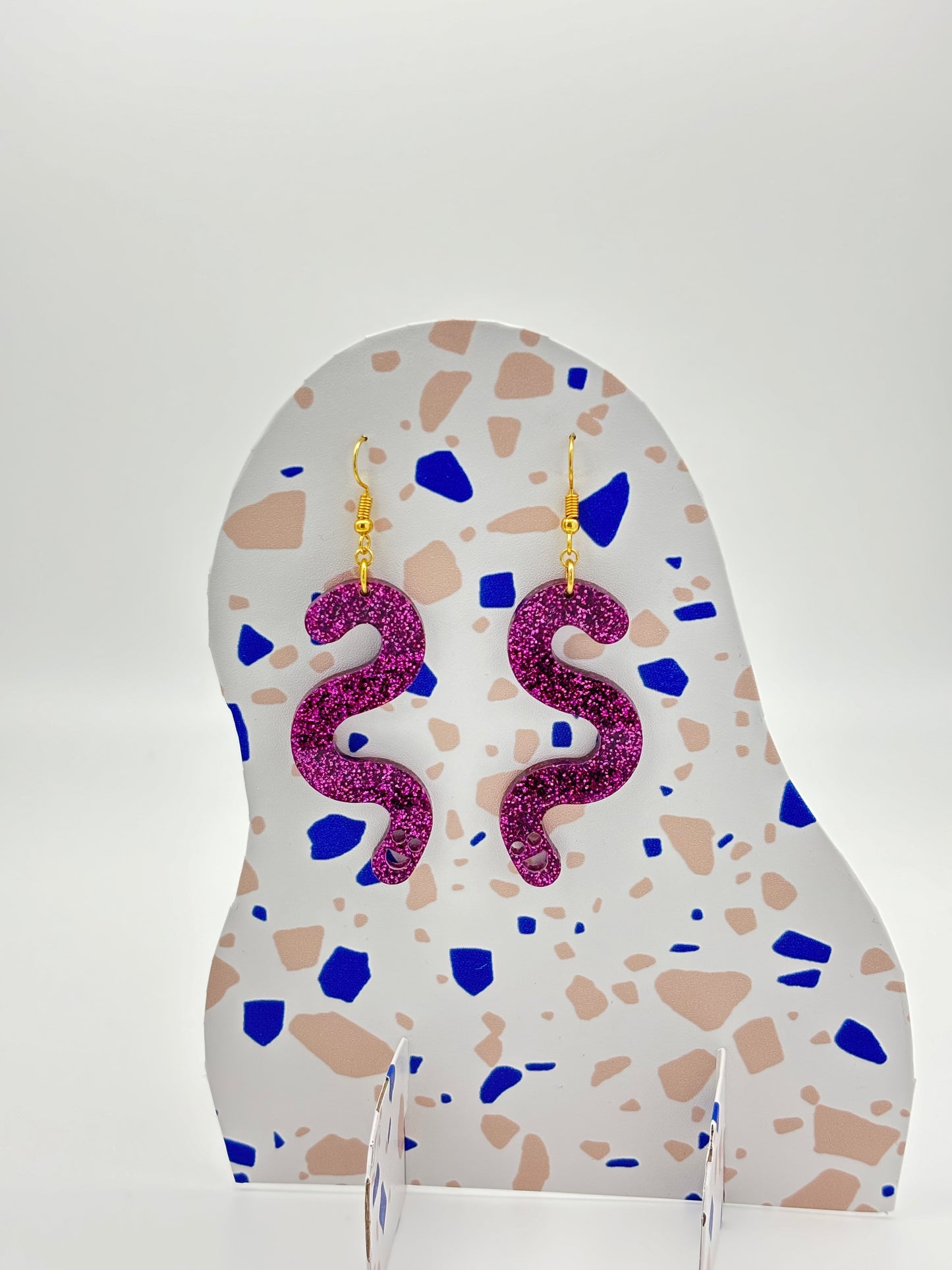 Glitter Worm Simple Dangles - Magenta image 0