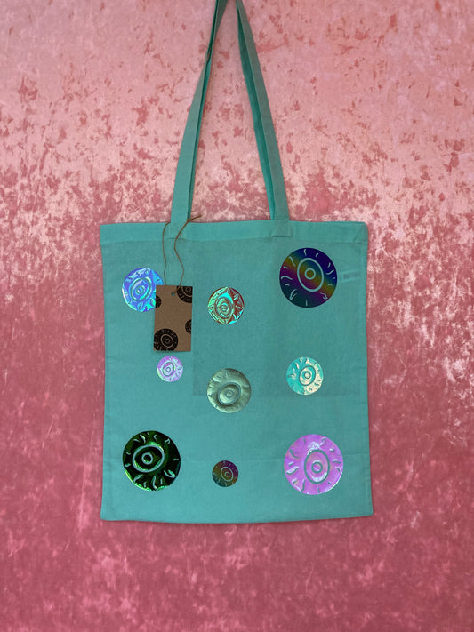 Rainbow Eyeballs Minty Tote Bag image 1
