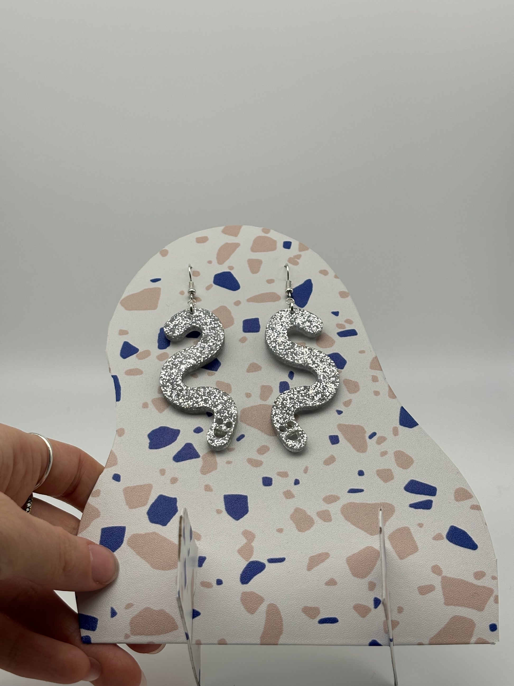 Glitter Worm Simple Dangles - Silver image 0
