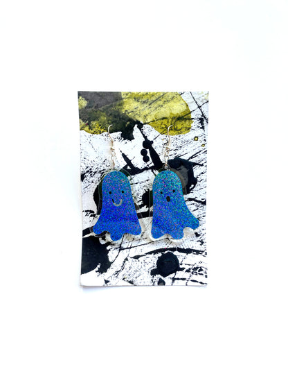 Holographic Ghost Earrings - Sky Blue Shimmer image 2