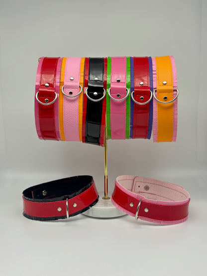 Fringed PVC choker - Baby Pink & Red image 6