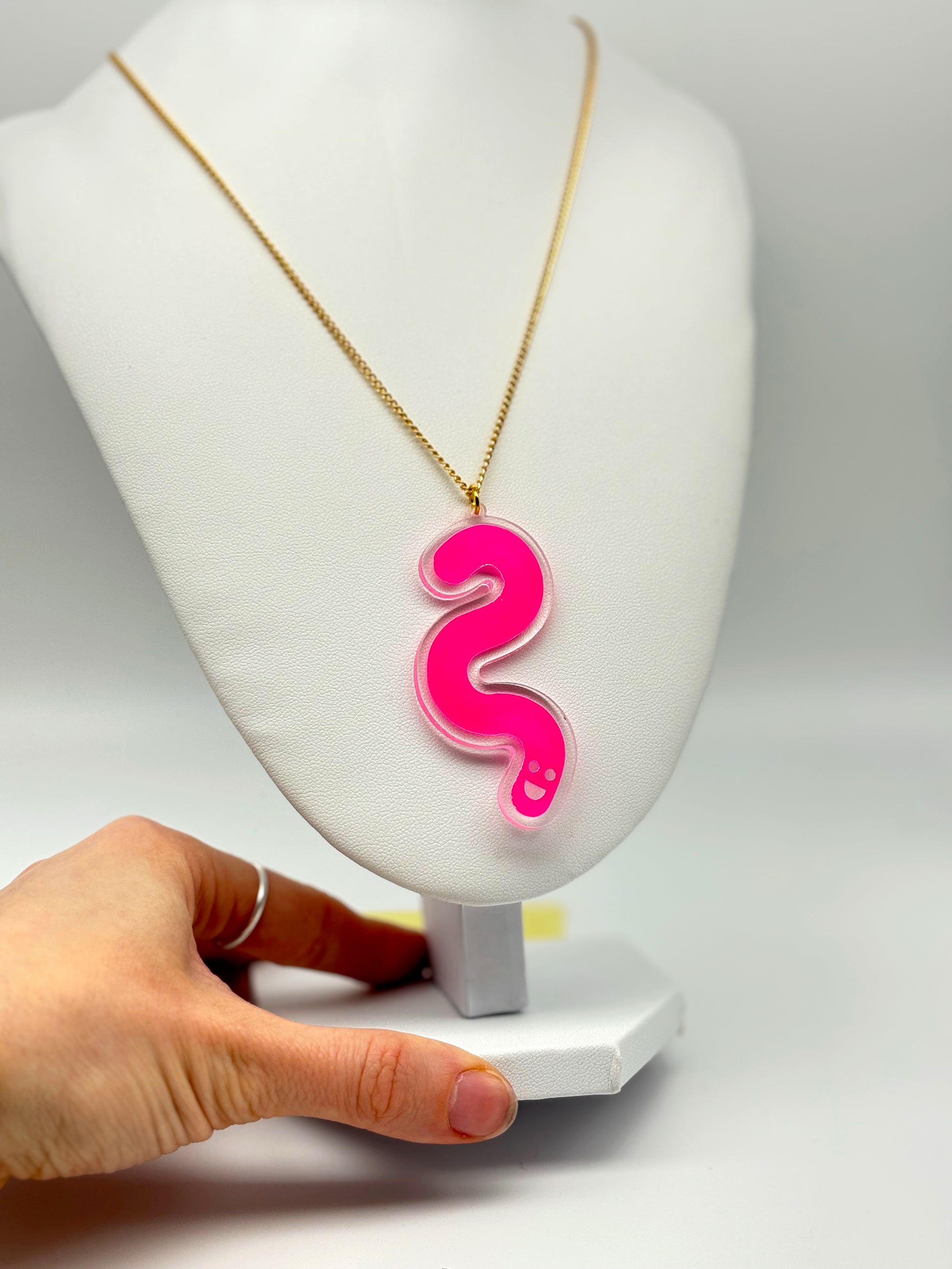 Wormie Necklace - Peachy Opal Vinyl image 4