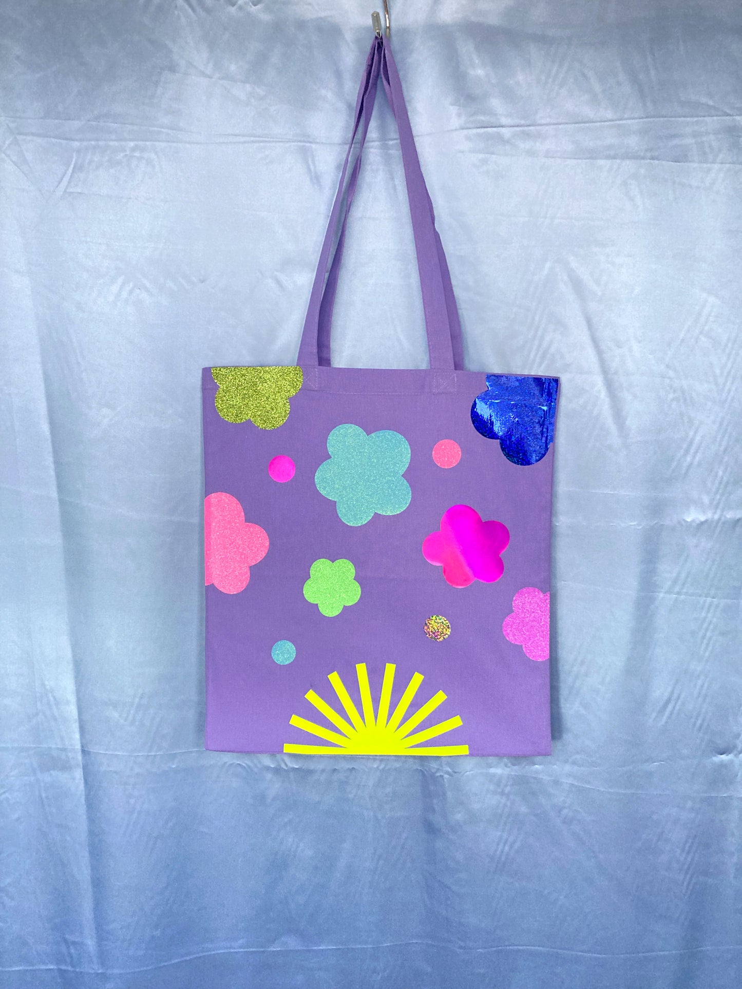 Disco Glitter Flower Lavender Tote Bag image 6