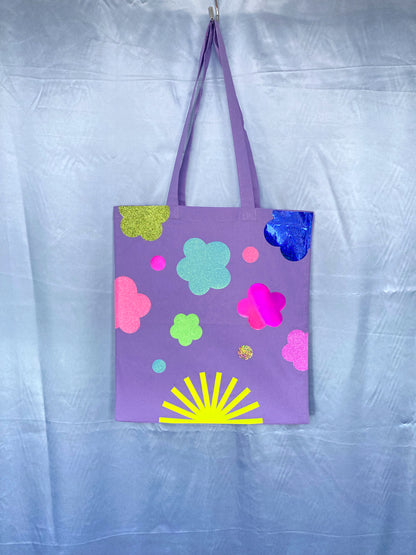 Disco Glitter Flower Lavender Tote Bag image 6