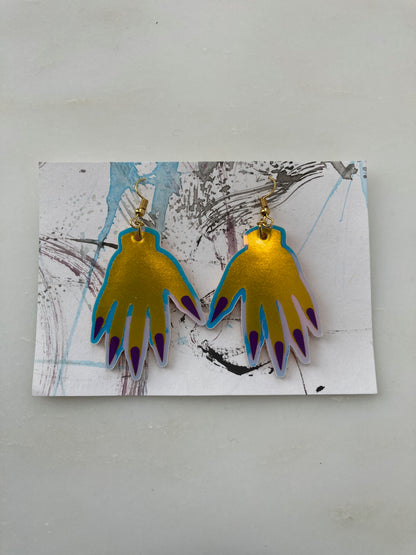 Sparkly Hand Earrings - Yellow Shimmer image 7