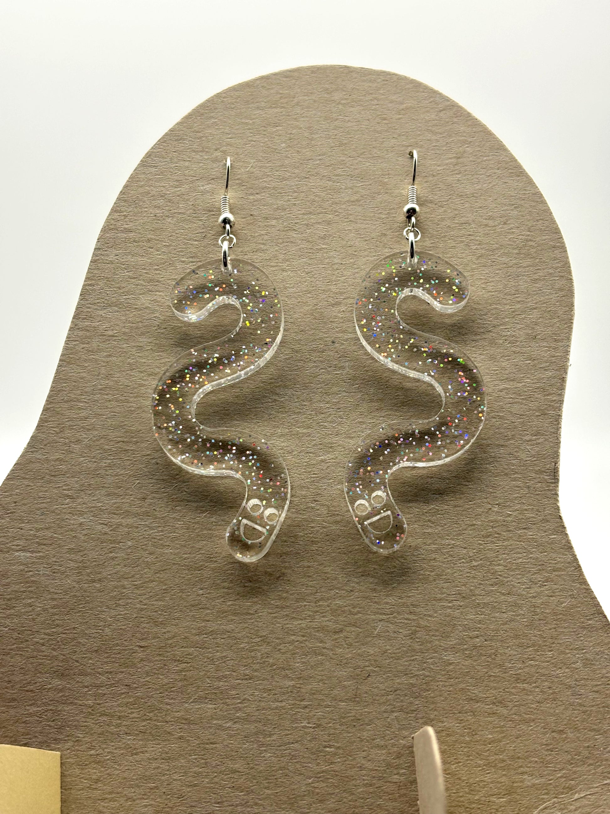 Glitter Worm Simple Dangles - Clear Rainbow image 6