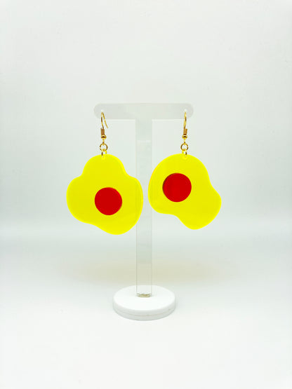Neon Fluorescent Fried Egg Earrings - Big Yellow & Pink Eggs image 6