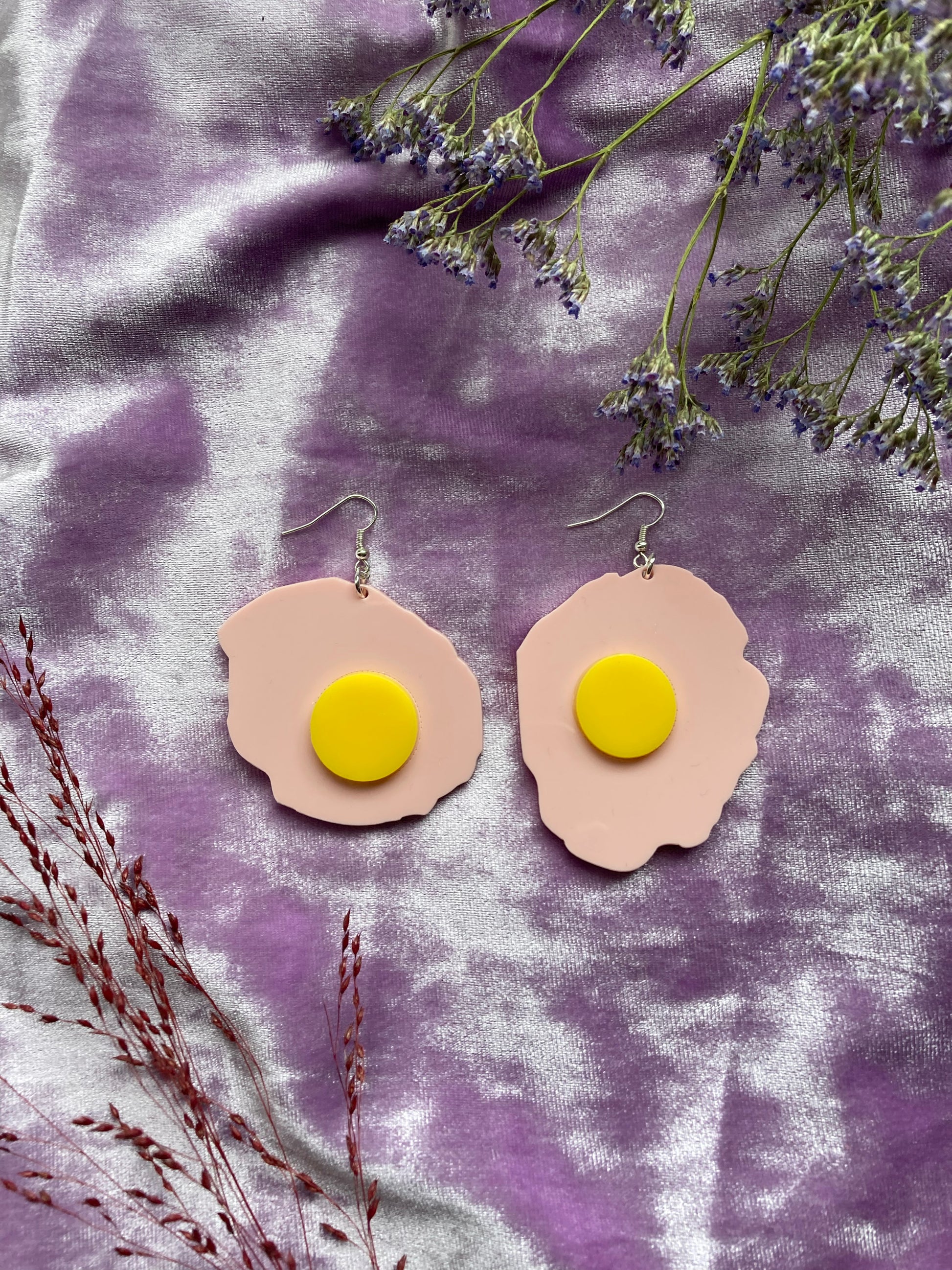 Pink Realism Fried Egg Earrings image 4