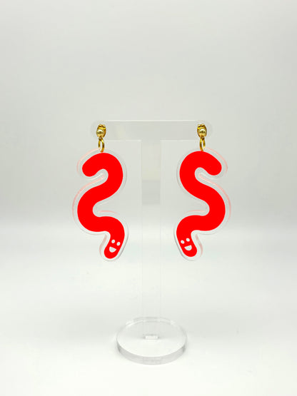 Acrylic & Vinyl Worm Earrings - Orange image 4