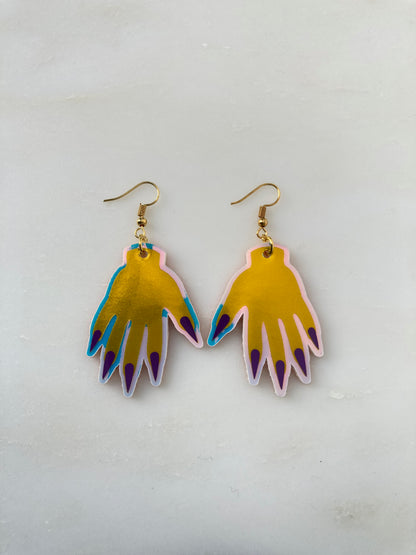 Sparkly Hand Earrings - Yellow Shimmer image 6