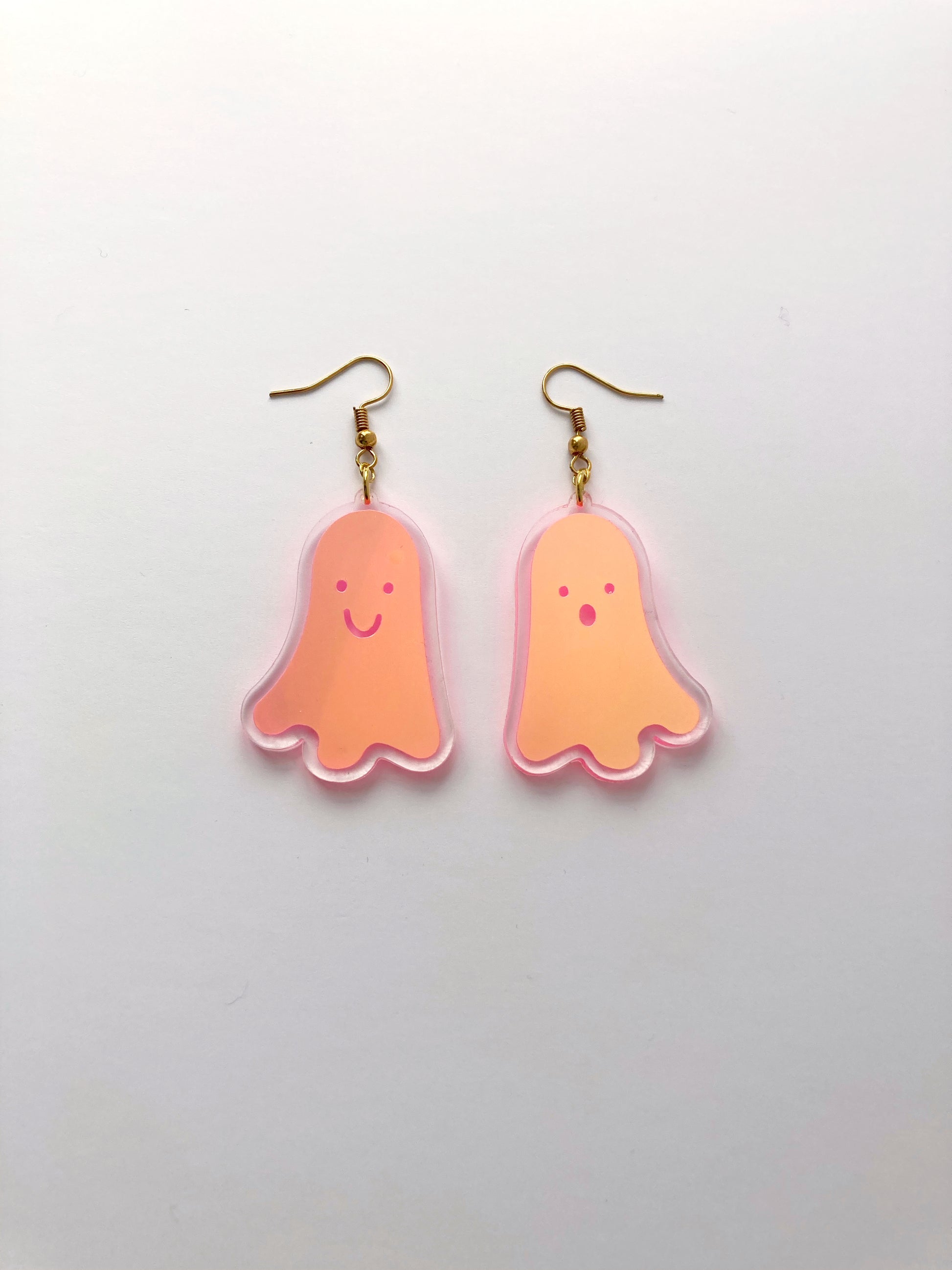 Holographic Ghost Earrings - Fluorescent Peachy Opal image 5