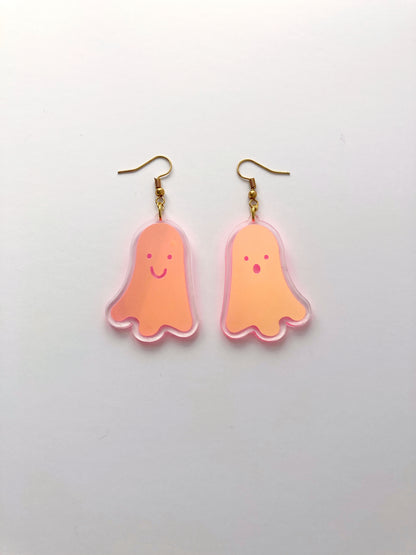 Holographic Ghost Earrings - Fluorescent Peachy Opal image 5