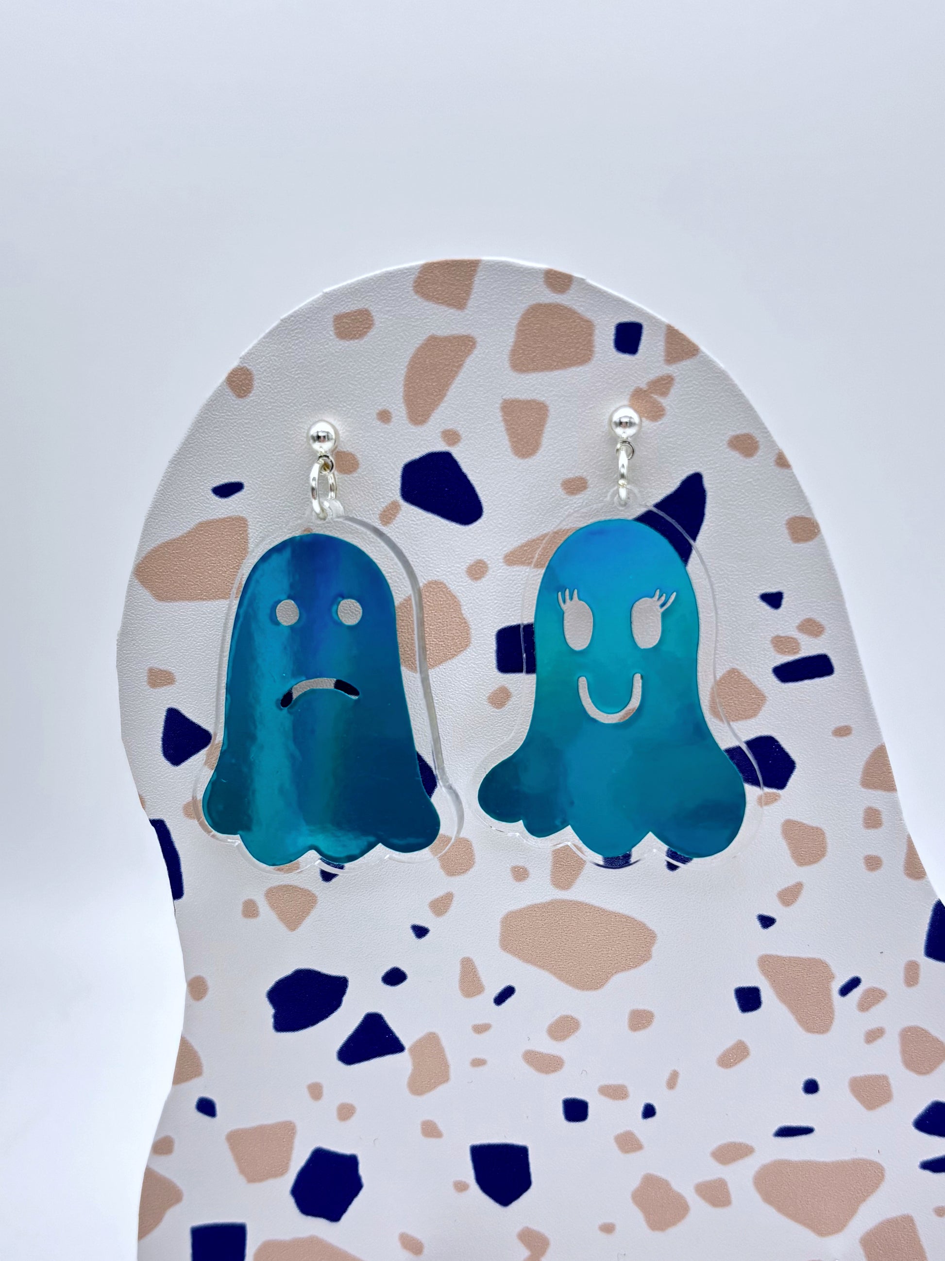 Holographic Ghost Earrings - Ocean Teal image 4