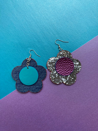 Disco Flower Turquoise Medium Earrings image 11