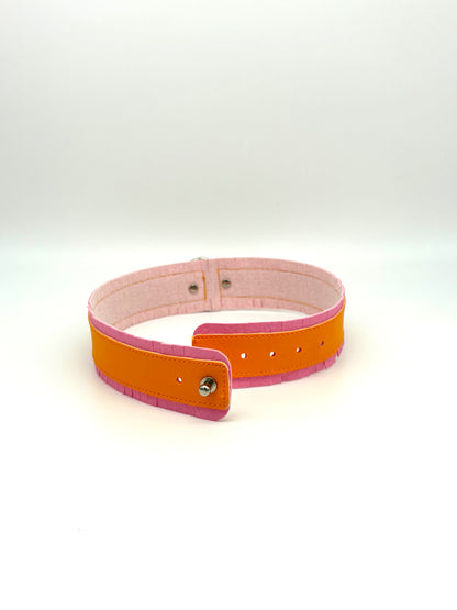 Fringed PVC choker - Baby Pink & Orange image 4