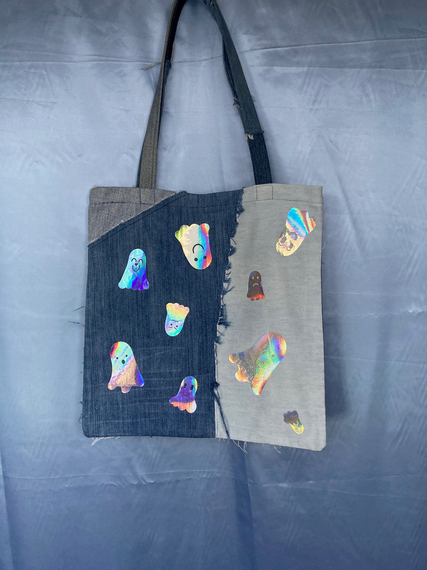 Denim Patchwork Ghost Tote Bag image 4