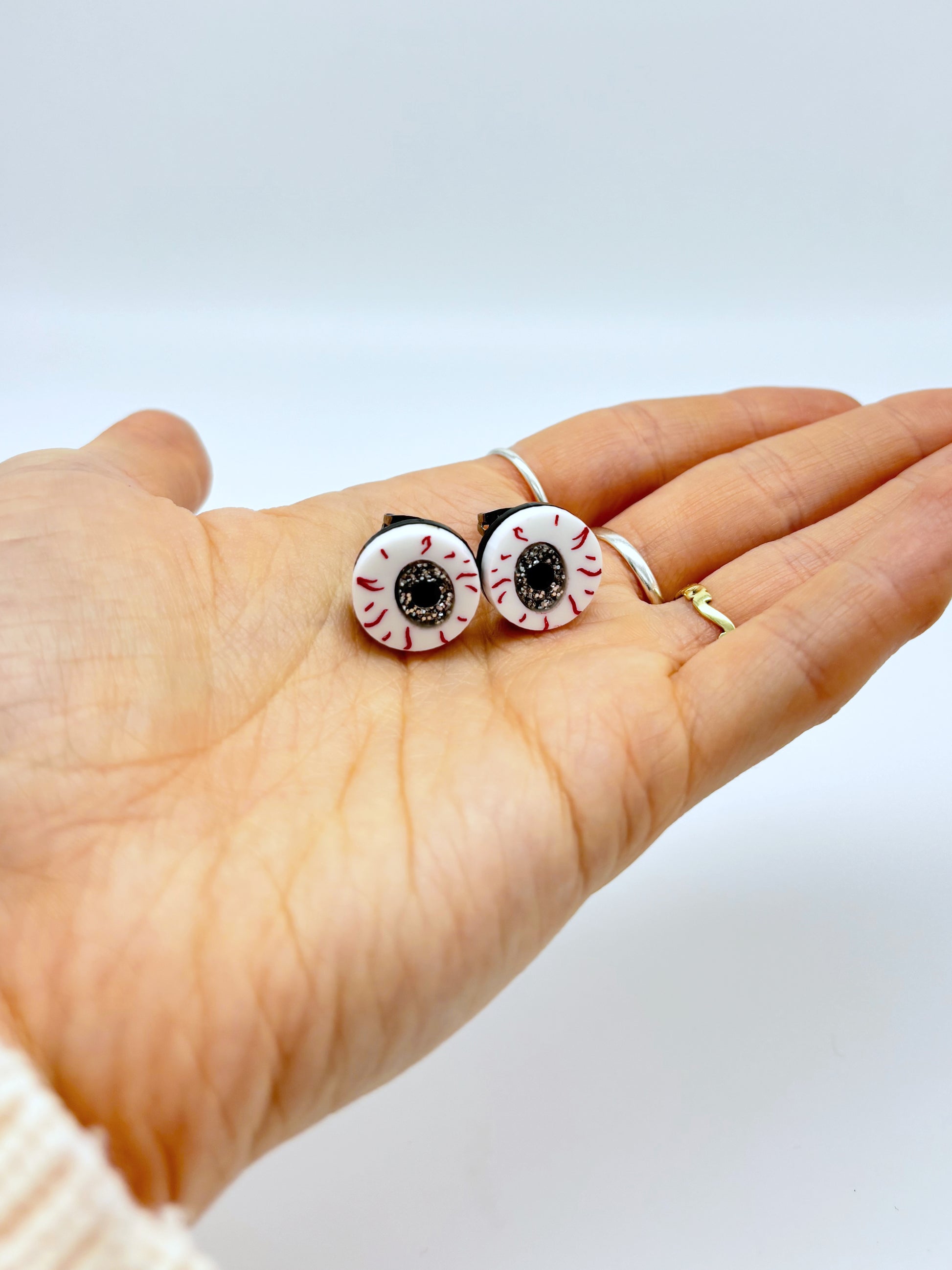 Eyeball Studs - Silver Glitter image 0