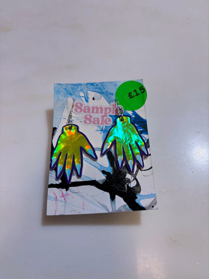 *Seconds* Sparkly Hand Earrings - Green Holo  & Purple image 5