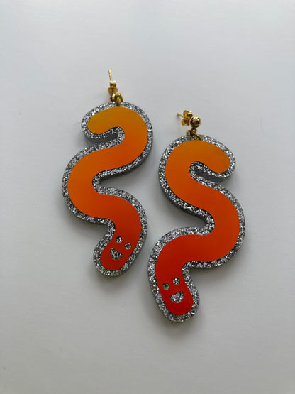 Glitter & Vinyl Worm Ball Stud Dangle Earrings - Tourmaline Aurora image 10