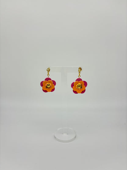 Mini Punk Flower Earrings - Pink & Orange image 5