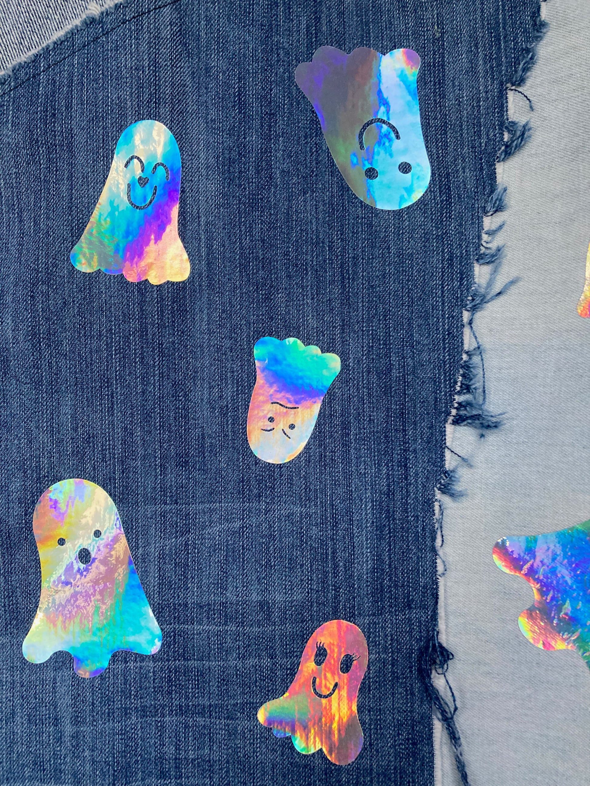 Denim Patchwork Ghost Tote Bag image 1