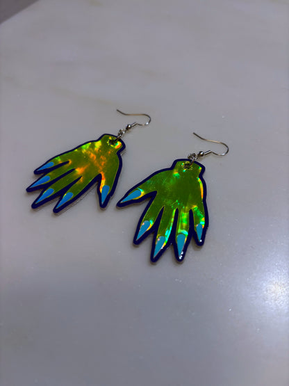 *Seconds* Sparkly Hand Earrings - Green Holo  & Purple image 6