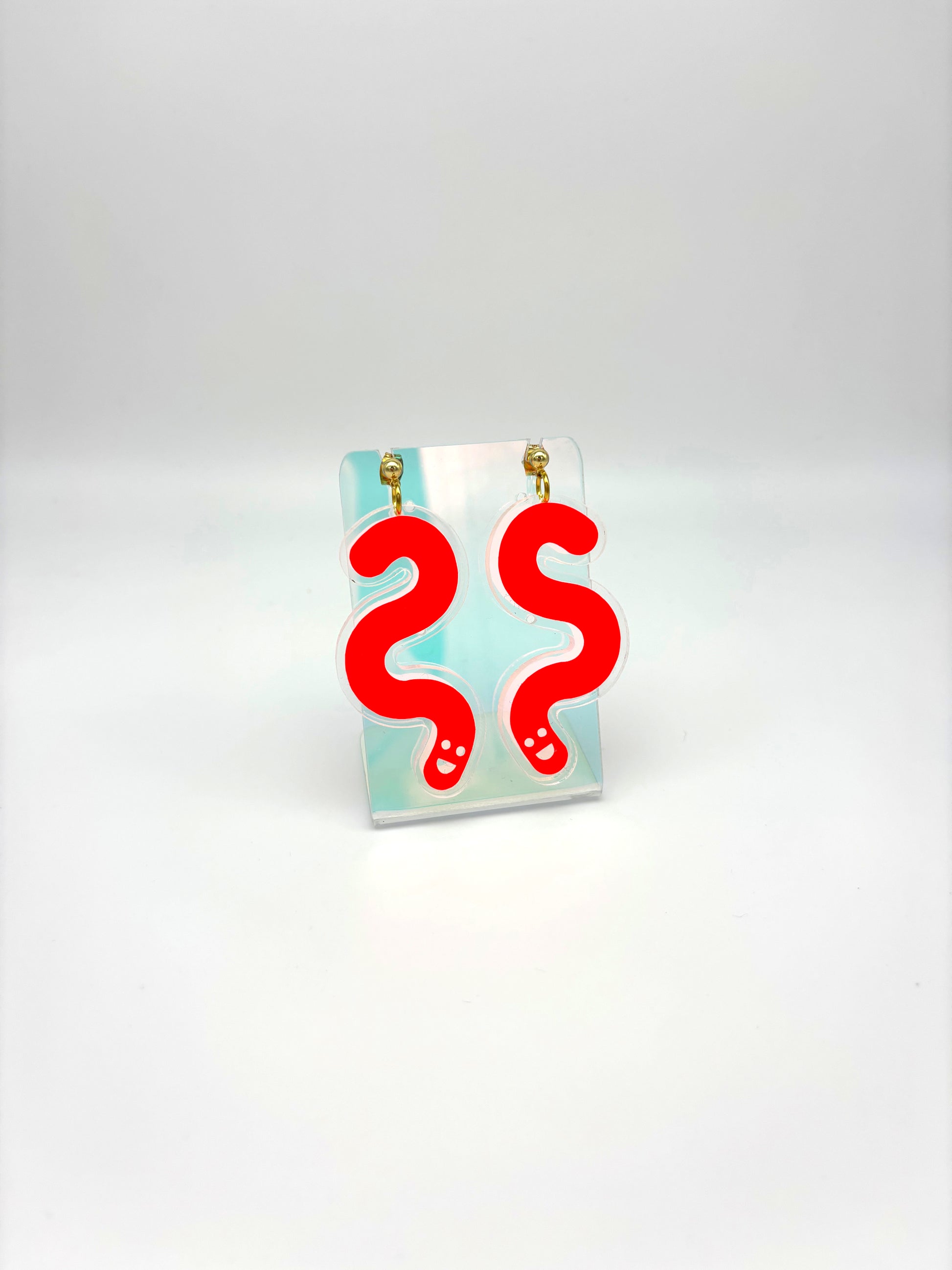 Acrylic & Vinyl Worm Earrings - Orange image 3