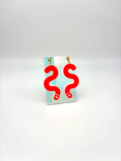 Acrylic & Vinyl Worm Earrings - Orange image 3