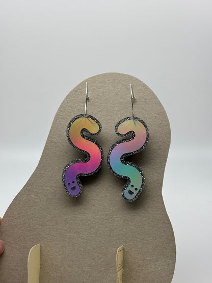 Double Sided Glitter Acrylic Worm Hoop Earrings image 1